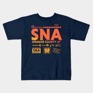 Vintage Orange County SNA Airport Code Travel Day Retro Travel Tag Kids T-Shirt